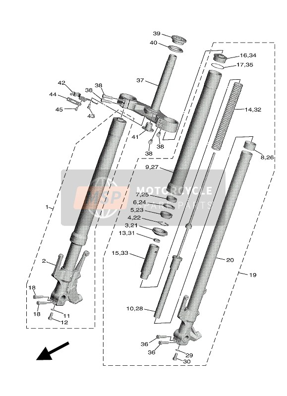 Yamaha TMAX 2017 Front Fork for a 2017 Yamaha TMAX